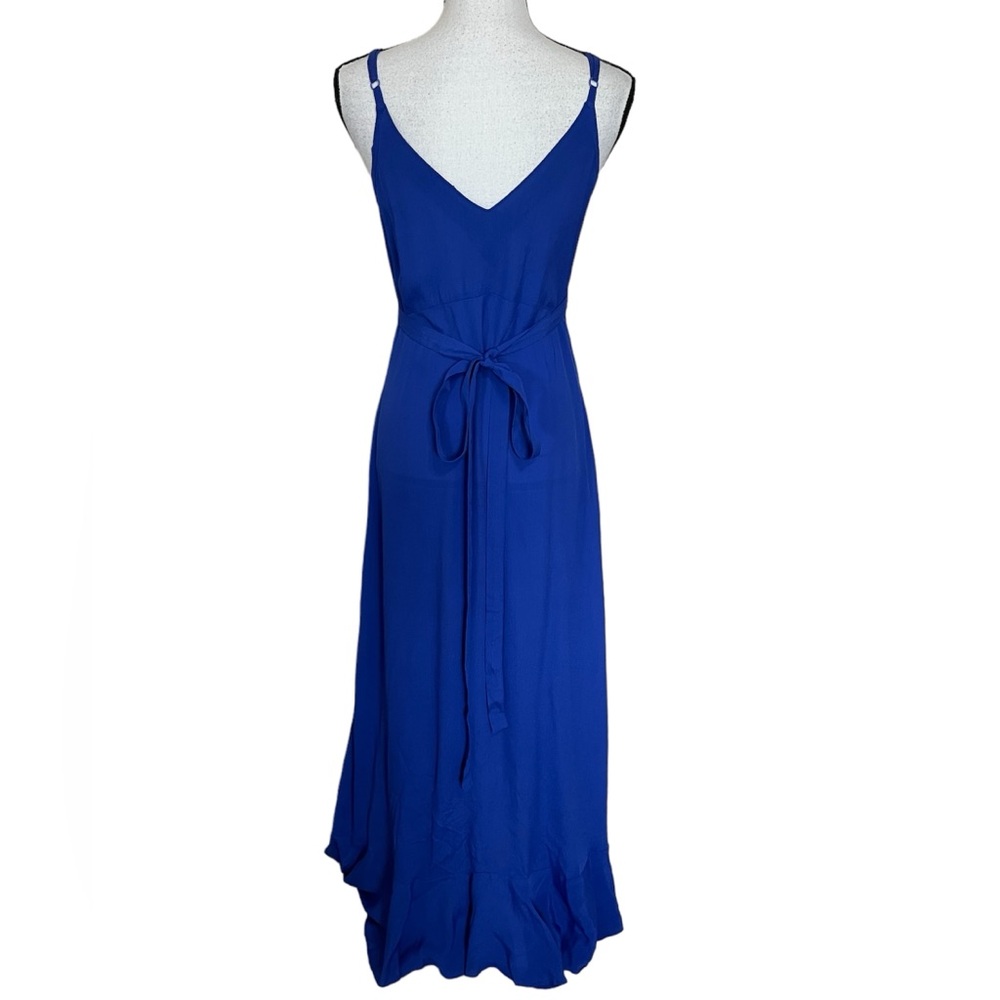 ASOS Blue Ruffle Maxi Wrap Dress Sleeveless Spaghetti Strap Womens Size 4 - Picture 3 of 12